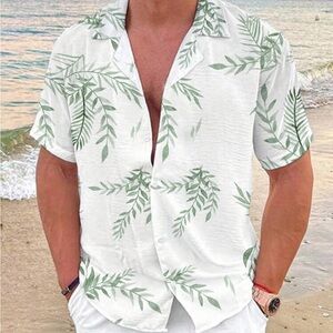 Men tropical print short sleeve shirt